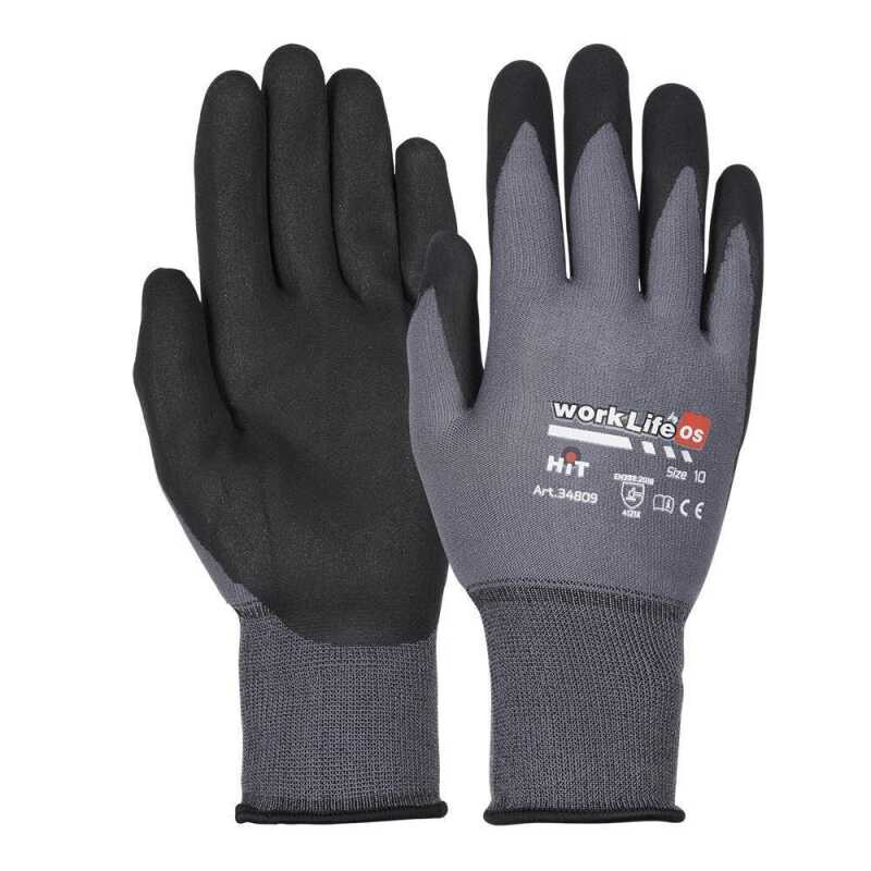 WorkLife Hit Gr&ouml;&szlig;e: 9, Polyester Feinstrickhandschuh mit Nitril Foam Beschichtung, Handr&uuml;cken frei, &Ouml;ko Tex 100 zertifiziert