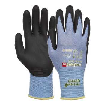 Think green Strong Nitrile Gr&ouml;&szlig;e: 8-11, RPET/Polyester Feinstrickhandschuh mit kr&auml;ftiger Nitrilschaumbeschichtung, Handr&uuml;cken frei, Strickbund, &Ouml;KO Tex 100 zertifiziert