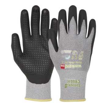 Strong Nitrile Dot Gr&ouml;&szlig;e: 8-11, RPET/Polyester Feinstrickhandschuh mit Nitrilschaumbeschichtung, Innenhand genoppt, Handr&uuml;cken frei, Strickbund, &Ouml;KO Tex 100 zertifiziert