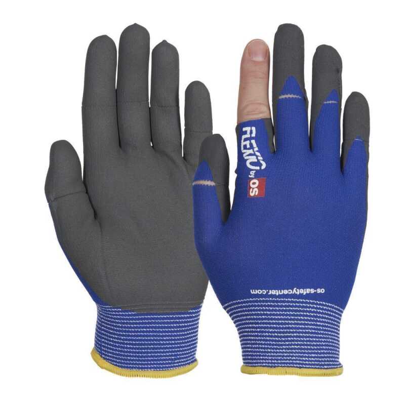 WorkLife Flexio Gr&ouml;&szlig;e: 8-11, Nylon/Polyester/Elasthan Feinstrickhandschuh mit PU/Nitrilschaumbeschichtung, Fingerkuppen abreissbar, Handr&uuml;cken frei, Strickbund