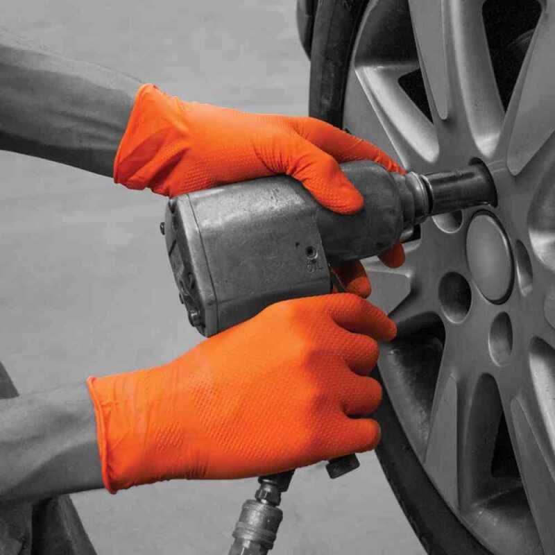 Orange Nitrile Gr&ouml;&szlig;e: 7-11 kr&auml;ftiger Nitrileinweghandschuh Puder frei 50 St&uuml;ck /Spenderbox