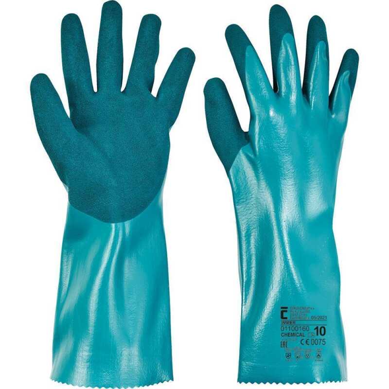 Immer FH Cut D Gr&ouml;&szlig;e: 7-10, Nitrilhandschuh mit schnittfesten Eins&auml;tzen , 35 cm lang , Schnittschutzstufe D , Schutz gegen Chemikalien, Kategorie 3,Typ B