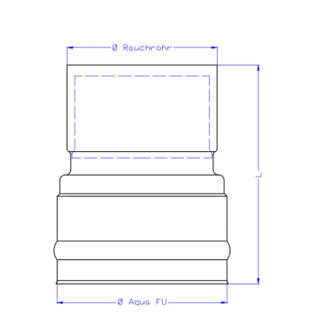 SEM AQUA FU doppeltes Wandfutter reduziert f&uuml;r Unterdruck Rauchrohrdicke max. 2,0mm D180 DN150