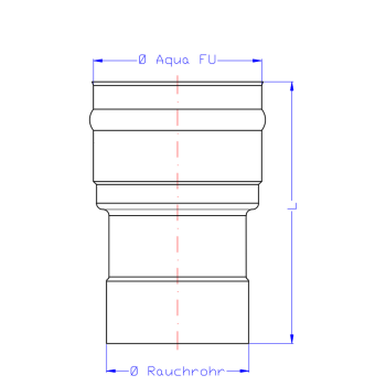 SEM AQUA FU f&uuml;r Unterdruck &Uuml;BERGANG feueraluminiertes Rauchrohr/VA von D  110   auf DN 130