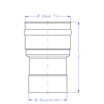 SEM AQUA FU f&uuml;r Unterdruck &Uuml;BERGANG feueraluminiertes Rauchrohr/VA von D  130   auf DN 160