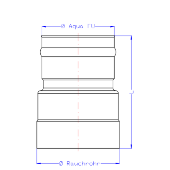 SEM AQUA FU f&uuml;r Unterdruck &Uuml;BERGANG feueraluminiertes Rauchrohr/VA von D  150   auf DN 130