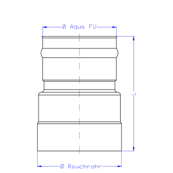 SEM AQUA FU f&uuml;r Unterdruck &Uuml;BERGANG feueraluminiertes Rauchrohr/VA von D  180   auf DN 160