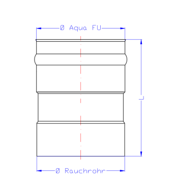 SEM AQUA FU f&uuml;r Unterdruck &Uuml;BERGANG feueraluminiertes Rauchrohr/VA von D  180   auf DN 180