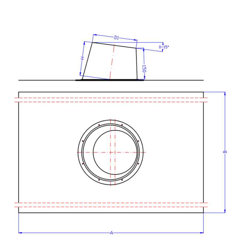 SEM VARIO I Dachdurchf&uuml;hrung mit Bleisch&uuml;rze inclusive Bleisch&uuml;rze  0-15 Grad  flex  DN 355