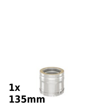 Doppelwandiger Edelstahl Kaminbausatz, Rauchrohrdurchmesser 180 mm, mit Wandkonsole,  wirksame Kaminh&ouml;he 13,04 m (Gesamth&ouml;he 14,16 m), Wandabstand 305-380 mm, mit Regenhut und Dachdurchf&uuml;hrung mit Bleisch&uuml;rze, Dachneigung 0&deg;-15&deg;