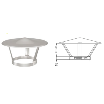 Doppelwandiger Edelstahl Kaminbausatz, Rauchrohrdurchmesser 180 mm, mit Wandkonsole,  wirksame Kaminh&ouml;he 13,04 m (Gesamth&ouml;he 14,16 m), Wandabstand 305-380 mm, mit Regenhut und Dachdurchf&uuml;hrung mit Bleisch&uuml;rze, Dachneigung 0&deg;-15&deg;