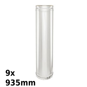 Doppelwandiger Edelstahl Kaminbausatz, Rauchrohrdurchmesser 180 mm, mit Wandkonsole,  wirksame Kaminh&ouml;he 9 m (Gesamth&ouml;he 10,12 m), Wandabstand 305-380 mm  und Dachdurchf&uuml;hrung mit Bleisch&uuml;rze, Dachneigung 15&deg;-30&deg;