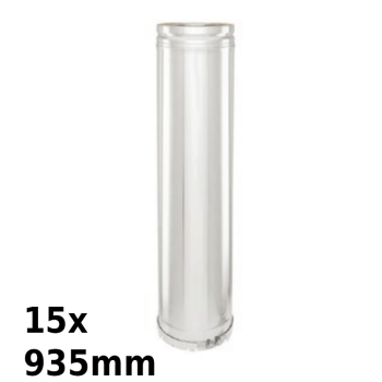 Doppelwandiger Edelstahl Kaminbausatz, Rauchrohrdurchmesser 180 mm, mit Wandkonsole,  wirksame Kaminh&ouml;he 15,05 m (Gesamth&ouml;he 16,17 m), Wandabstand 250-300 mm, mit Regenhut und Dachdurchf&uuml;hrung mit Bleisch&uuml;rze, Dachneigung 30&deg;-45&deg;
