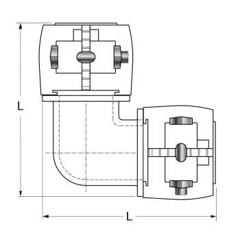 Klemmwinkel 90&deg; |  25/2,3 mm x 25/2,3 mm |  PN6 (PE-Xa) max. 95&deg;C Heizung  |  PN16 (PEX 100) max. 20&deg;C Kalt- oder K&uuml;hlwasser  | f&uuml;r Fernw&auml;rmeleitung SDR11