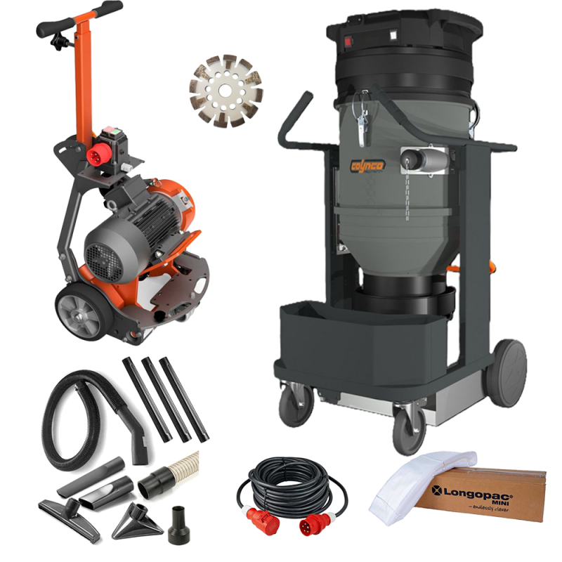 Profi- Set Fu&szlig;bodenheizung fr&auml;sen incl. Bodenfr&auml;se 4 KW manuell, Industriesauger, + Zubeh&ouml;r