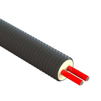 Fernw&auml;rmeleitung Doppelrohr PN6 f&uuml;r Heizung max 95&deg;C mit PU-D&auml;mmung 2 x 32x2,9 / 132 mm