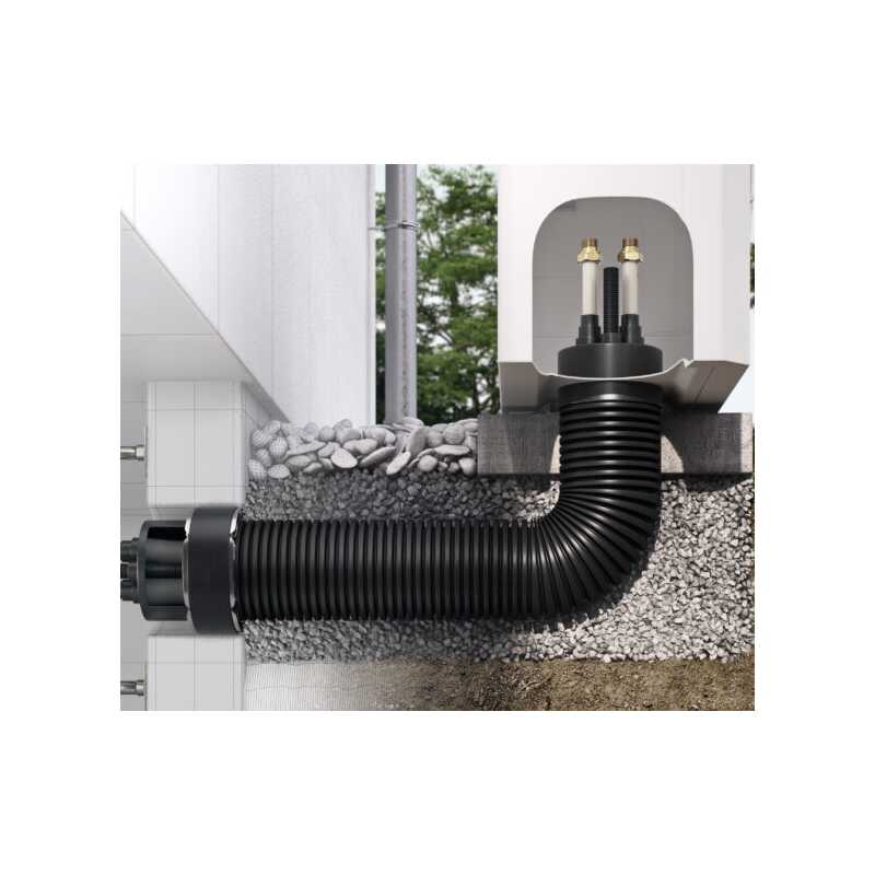 Fernw&auml;rmeleitung mit doppeltes Edelstahlwellrohr W&auml;rmepumpenrohr Inox bis 95&deg;C mit PEX-D&auml;mmung mit 1 x Kabelschutzrohr 1 x Einzughilfe (Schnur)