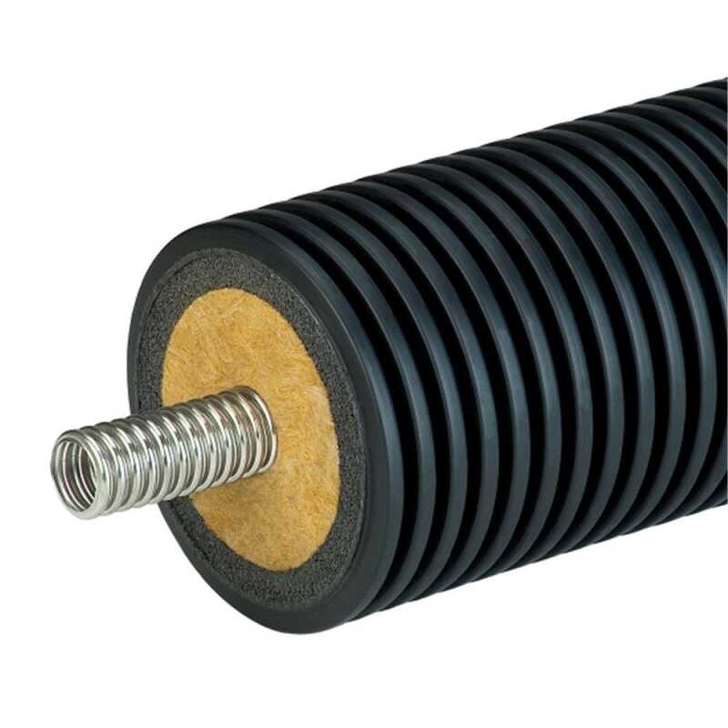 Fernw&auml;rmeleitung Einzel-Edelstahlwellrohr | DN32 | 125 mm |f&uuml;r Solar und Hochtemperaturanlagen bis 250&deg;C mit Steinwolle D&auml;mmung