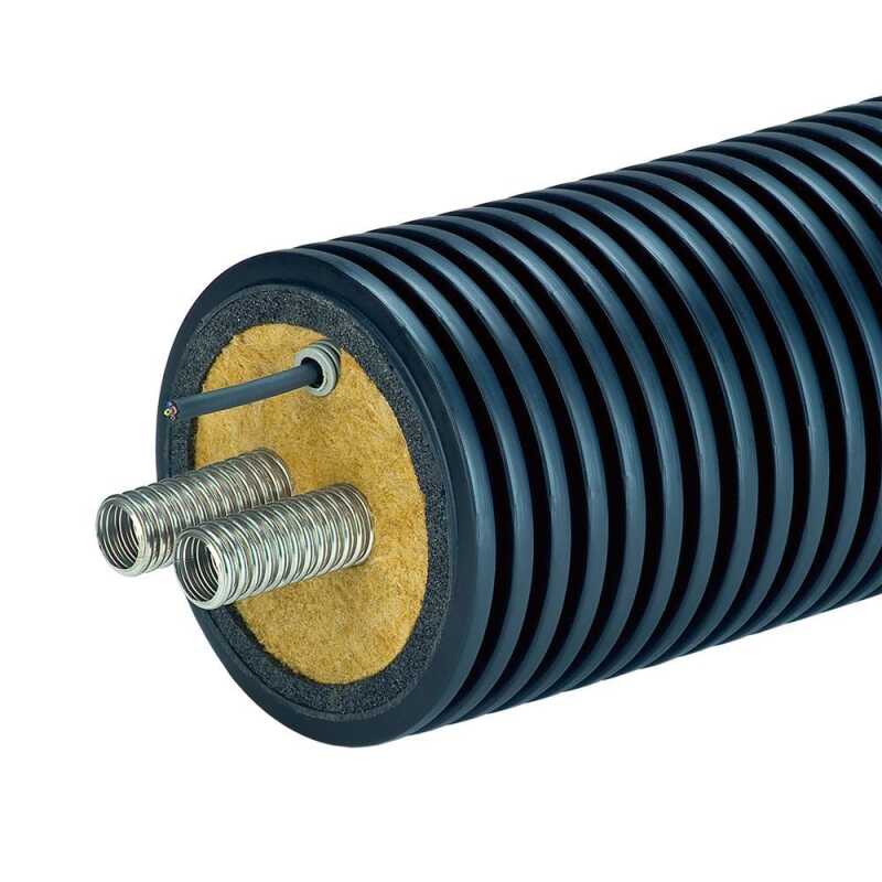 Fernw&auml;rmeleitung Austroflex EW-E Rohr double Doppel-Edelstahlwellrohr f&uuml;r Solar und Hochtemperaturanlagen bis 250&deg;C mit F&uuml;hlerkabel von Austroflex