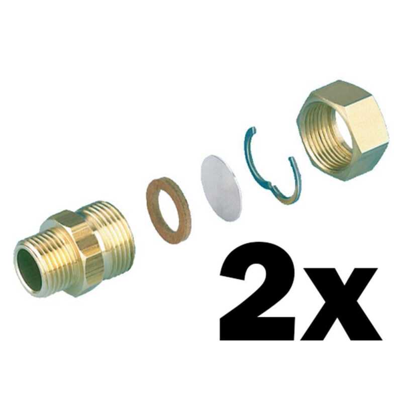 2 x Edelstahlwellrohr Verschraubungsset DN20-3/4&quot; AG Easy Drill f&uuml;r Fernw&auml;rmerohr &amp; Solaranwendungen