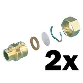 2 x  Edelstahlwellrohr Verschraubungsset DN20-3/4&quot; AG