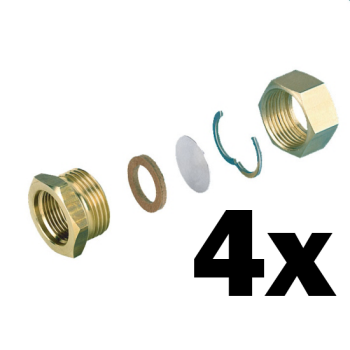 4 x Edelstahlwellrohr Verschraubungsset DN25-1&quot; IG f&uuml;r Fernw&auml;rmeleitung/Solarleitung Easy Drill