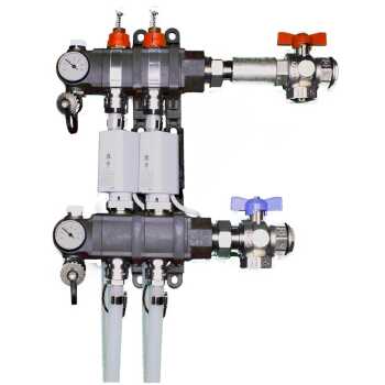 Heizkreisverteiler Station mit 2 Heizkreisen und Unterputz Verteilerschrank 560 mm