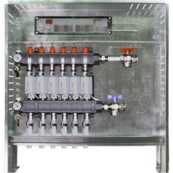 Heizkreisverteiler Station mit 6 Heizkreisen und Unterputz Verteilerschrank 700 mm
