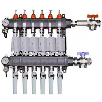 Heizkreisverteiler Station mit 6 Heizkreisen und Unterputz Verteilerschrank 700 mm