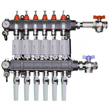 Heizkreisverteiler Station mit 6 Heizkreisen und Unterputz Verteilerschrank vormontiert