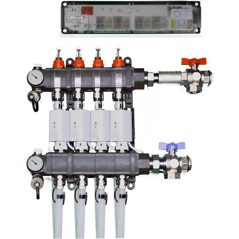 Heizkreisverteiler Station mit 4 Heizkreisen und Ohne Verteilerschrank