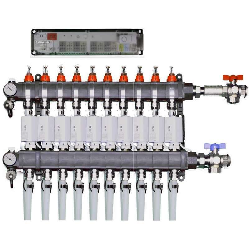 Heizkreisverteiler Station mit 10 Heizkreisen und Ohne Verteilerschrank