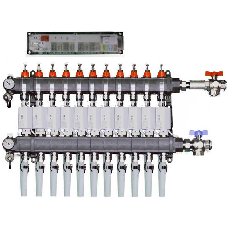 Heizkreisverteiler Station mit 11 Heizkreisen und Ohne Verteilerschrank