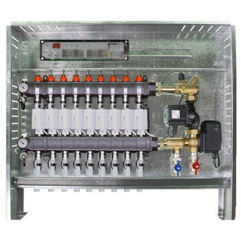 Heizkreisverteiler Station mit 9 Heizkreisen, Regelmischstation und Unterputz Verteilerschrank 850 mm
