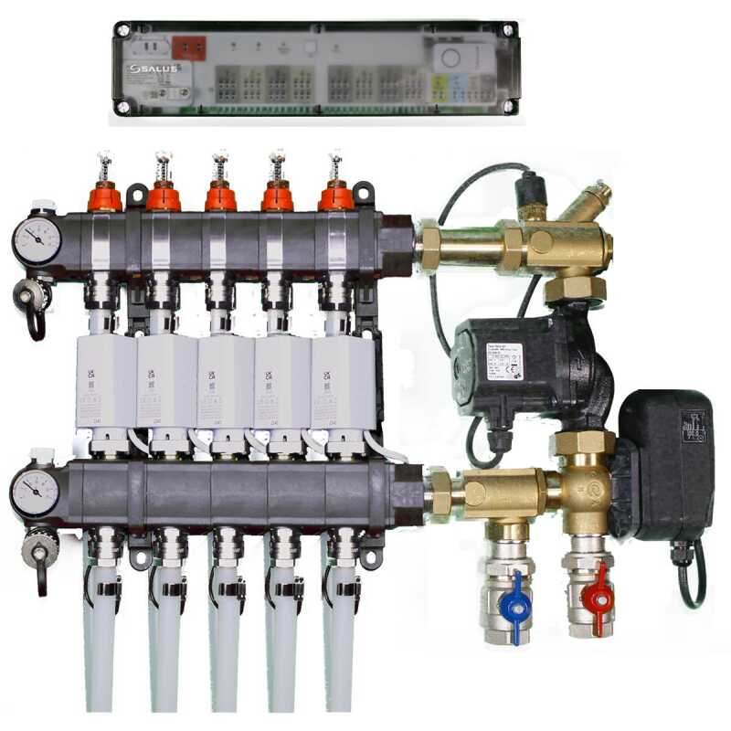 Heizkreisverteiler Station mit 5 Heizkreisen, Regelmischstation und Ohne Verteilerschrank