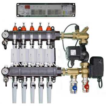 Heizkreisverteiler Station mit 5 Heizkreisen, Regelmischstation und Ohne Verteilerschrank