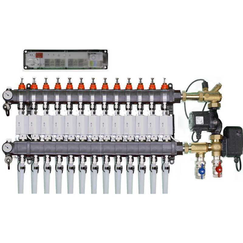 Heizkreisverteiler Station mit 13 Heizkreisen, Regelmischstation und Ohne Verteilerschrank