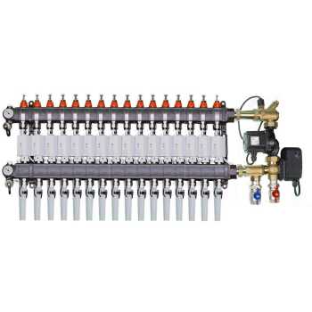 Heizkreisverteiler Station mit 16 Heizkreisen, Regelmischstation und Ohne Verteilerschrank